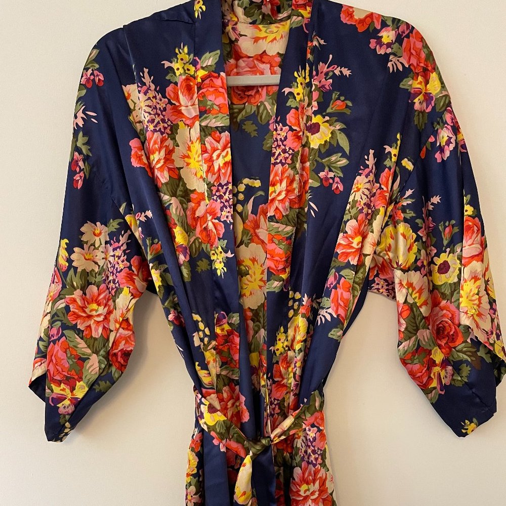 Satin Floral Robe - OS
